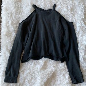 Gray cold shoulder top